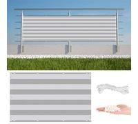 Light Grey Stripe Balcony 0.9m x 12m Outdoor Privacy Fence with Eyelets e Cloth Perfect for Gardens & Backyards Protects Against Curious Eyes