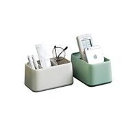 (Light Grey) Two-Color Desktop Storage Box Closing Design Three-Point Grid Optimization ABS Lightweight Compact Storage Box