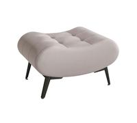 Light Grey Upholstered Ottoman Footstool - Stylish Leather Footrest for Sofa, Compact Shoe Changing Stool with Metal Legs, Perfect Step Stool for Living Room (Large Size)