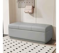 Light Grey Upholstered Ottoman Storage Box, Leather Blanket Chest, End of Bed Bench, Corner Window Stool, Sofa Footrest - 80cm Modern Bedroom Furniture