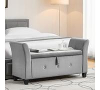 (Light Grey Velvet) Seville Storage Ottoman Winged Padded Bench UKFR
