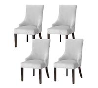 Light Grey Velvet Wingback Side Chair Slipcover - Stretchable, Soft, Removable & Washable Armless Chair Covers for Dining Room & Banquet - 4 Piece Set