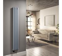 Light Grey Vertical Smart Electric Radiator with Wi-Fi Thermostat - 1000W - H1600xW236mm - Bathroom Safe