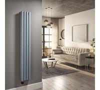 Light Grey Electric Vertical Designer Radiator 1.2kW with Wifi Thermostat - Double Panel H1600xW236mm - IPX4 Bathroom Safe