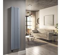Light Grey Electric Vertical Designer Radiator 1.2kW with Wifi Thermostat - Double Panel H1600xW354mm - IPX4 Bathroom Safe