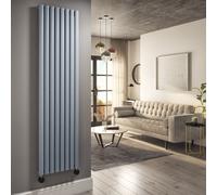 Light Grey Vertical Smart Electric Radiator with Wi-Fi Thermostat - 2400W - H1800xW472mm - Bathroom Safe