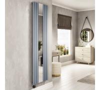 Light Grey Electric Vertical Designer Radiator 1.2kW with Mirror and Wifi Thermostat - H1800xW500mm - IPX4 Bathroom Safe