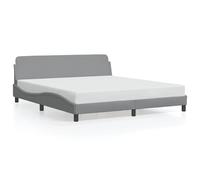 (light grey) vidaXL Bed Frame with Headboard Bedroom Bed Base Mattress Foundation Fabric