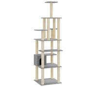 (light grey) vidaXL Cat Tree with Sisal Scratching Posts 183cm Cat Play Tower Multi Colours
