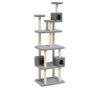 (light grey) vidaXL Cat Tree with Sisal Scratching Posts 188cm Cat Play Tower Multi Colours