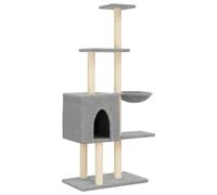 vidaXL Cat Tree with Sisal Scratching Posts Light Grey 145 cm