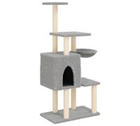 vidaXL Cat Tree with Sisal Scratching Posts Light Grey 131 cm UK