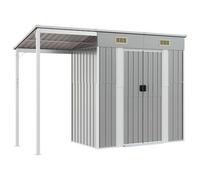 (light grey) vidaXL Garden Shed with Extended Roof Outdoor Tool Shed Storage Shed Steel