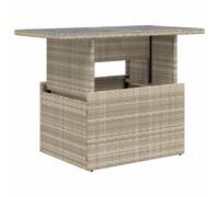 Vidaxl Garden Table With Glass Top Light Grey 100X55X73 Cm Poly Rattan Garden Tables