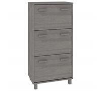 vidaXL Shoe Cabinet HAMAR Light Grey 59.5x35x117 cm Solid Wood Pine UK HOT