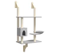 vidaXL Wall-mounted Cat Tree with Scratching Post Light Grey 153 cm, Grey
