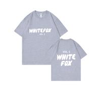 (Light Grey [White Label], L) Unisex Fashion Casual Short Sleeve T-Shirt, Independent Site Brand Logo Printed Cotton T-Shirt