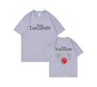 (Light Grey, XL) Men's Summer Cotton T-Shirt, Game of Thrones, A Song of Ice and Fire, Three-Headed Dragon Print Short Sleeve T-Shirt