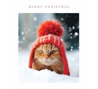 Light Hearted Cute Photographic Festive Art Christmas & Happy New Year Single Greeting Card - 185 x 155mm (7.2 x 6in) - Eco-Friendly & Recyclable (Cat in Woolly Hat)