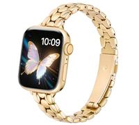Light House Metal iWatch Straps Compatible with 42mm (Series 11 10), 41mm 40mm 38mm, Slim Stainless Steel Strap for iWatch Series 11 10 9 8 7 SE 6 5 4 3 2 1, Fashion Slim Band for Women Men, Gold