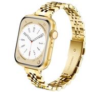 Light House Metal Straps Compatible with Apple Watch Straps 49mm 46mm 45mm 44mm 42mm, Elegant Stainless Steel Band for iWatch Series 11 10 9 8 7 6 5 4 3 2 1 Se/Ultra 3 2 1, Slim Gold Apple Watch Strap