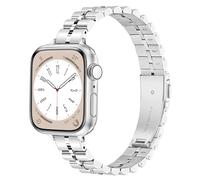 Light House Metal Straps Compatible with Apple Watch Ultra Strap 49mm, 46mm 45mm 44mm 42mm, Stainless Steel Band for iWatch Series 11 10 9 8 7 6 5 4 3 2 1 Ultra 3 2 1, Slim Silver Apple Watch Straps