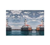 Light House Ocean Printed Adult Fun Puzzle wooden puzzle in a plastic box with letters printed on the back home decor party toy