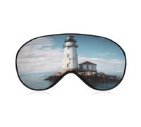 Light House Ocean Sleep Mask Light Block-Out Eye Mask for Side Sleeper Pressure-Free Soft Night Blindfold with Adjustable Strap Breathable Sleep Eye Cover for Travel