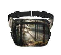 Light in the Forest Pattern trendy fashionable waist bag, unisex travel sports messenger bag