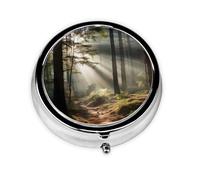Light in The Forest Take-Along Pill Box, Portable Round Pill Box, fits in Your Purse Pocket Lightweight 3 Compartment Pill Box,