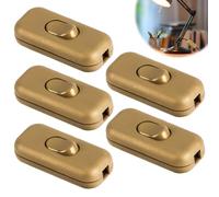 Light Inline Switch Replacement 5Pcs Rated 6A/250V ON/OFF Button for 2/3 Core Round or Flat Electrical Wire Repair Double Pole Table Lamp Desk Bulb Parts Gold Torpedo Switches for Home School Office