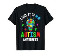 Light It Up Blue Autism Awareness Puzzle Piece Boys Kids Value Graphic T-Shirt, Men, Black, S