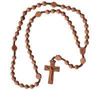 Light Jujube Wood 5 Decade Rosary 8mm Beads with Cross Shaped Our Father Beads