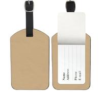 Light Khaki Suitcase Tag, Pu Leather Bag Tags for Luggage with Privacy Protection Cover, Tag for Suitcase Bags Labels Luggage Identifiers, Men Women Accessories, Personalised Gifts