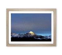 Light Kissing Monte Due Mani Mountain Modern Art Framed Print | A3 Oak Framed Wall Art | Ready to Hang | Modern Landscape Picture | Living Room Bedroom Lounge Office