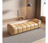 Light Leather Bed End Bench Stylish Bedroom Ottoman Stool for Cloakroom & Shoe Storage Long Upholstered Stool for Bedside & Entryway (Medium Size)