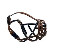 Light leather Dog Muzzle for French Bulldog "Frenchies" (FB1, Brown)