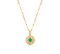 Light Luxu Natural Emerald White Pdant S Plated 9K Small Round Necklace