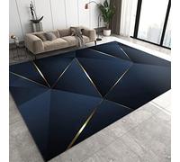 Light Luxury Blue Gold Area Rug, Modern Triangular Geometric Decorative Rug, for Room Sofa Living Room Mat Bedroom Home Decor Floor Mats,160 x 220 cm