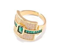 Light Luxury Blue Green White Square CZ Ring For Women Adjustable Ring Party Jewelry Gift Elegant Trendy Unique Rings