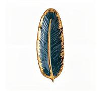Light Luxury Ceramic Tableware Phnom Penh Emerald Feather Western Plate Steak Plate Fish Plate Banana Leaf Dessert Plate Jewelry Plate (Green Large)