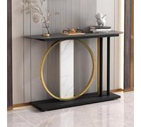 Light Luxury Console Table - Narrow Entryway Table with Thick Iron Frame 25mm Plate for Living Room Office Hallway Foyer - White (120x30x80cm)