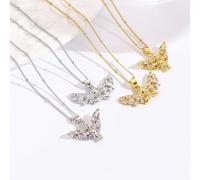 Light luxury copper plated 18k color-preserving angel wings pendant O-shaped necklace high-end goddess Cupid female