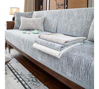 Light Luxury Couch Covers Universal Sofa Cover For L/U Shaped Sofas 1/2/3/4 Seater Soft Chenille Sofa Seat Cushions And Backrest Blankets For All Seasons, Washable(90x210cm,Gray)