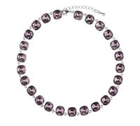 Light Luxury Crystal Bead Necklace European American Style Chain Link Geometric Metal Pendant Chic Collarbone Jewelry Gift (Crystal String Necklace Purple Crystal)