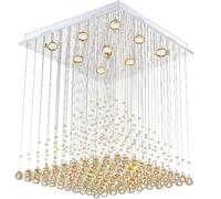 Light Luxury Crystal Chandelier Luxury Pyramid Drops Chandelier Modern LED Crystal Ceiling Pendant Light Three Colors Ceiling Light,Contemporary Dining Room