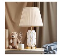 Light Luxury Dimmable Touch Control Desk & Bedside Lamp with Ceramic Base & Fabric Shade - Modern Task & Reading Lamp, Accent Lighting for Desk or Nightstand(Beige) (Beige)