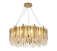 Light Luxury European Crystal Chandelier Lights,Semi Flush Mount Dining Room Lounge Bar Café Club Ceiling,G9 Concise Living Room Chandelier-Gold Light Luxury Crystal Chandelier 80cm