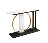 Light Luxury Narrow Entryway Console Table - 25mm Thick Iron Frame Hallway Sofa Table for Living Room Office Foyer - Stylish White Design (120x30x80cm)