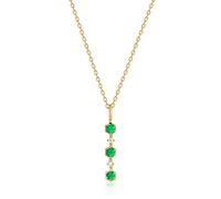 Light Luxury Natural Green Agate Hexagonal Geometric Strip White Zirconium Pendant Silver Accessories Female